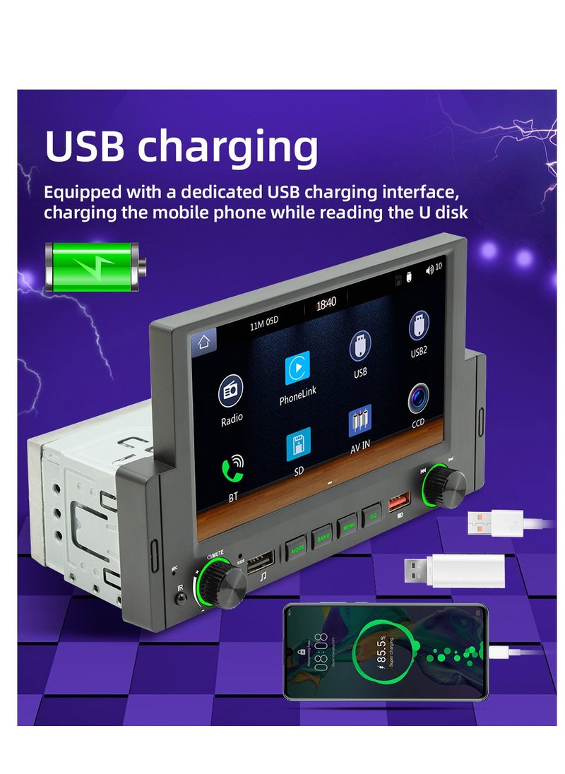 SWM - 6.2 Inch Car Stereo MP5 Player BT FM Radio Receiver with Carplay Android Auto Support Hands-Free Calling USB Charge Playback Phone - Image 1