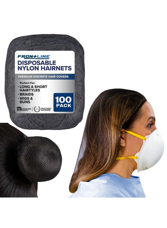 Frontline FRONTLINE Hair Nets 100 Pack 24 Inch Premium Nylon Mesh Hair Cover for Food Service Workers Disposable Hair Cap for Women and Men Invisible Elastic Hairnet - Image 1