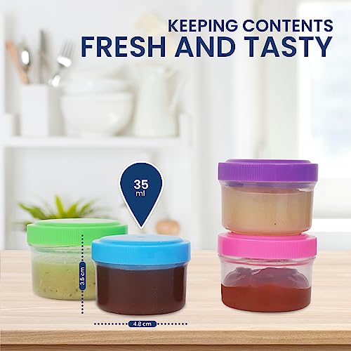 MosJos Condiment Containers with Screw Lids (4-Piece) - Reusable Leakproof Salad Dressing Containers to go - Small Mini Food Storage Cups for Lunch, Dishwasher Friendly, 1.4-Ounce - Image 2