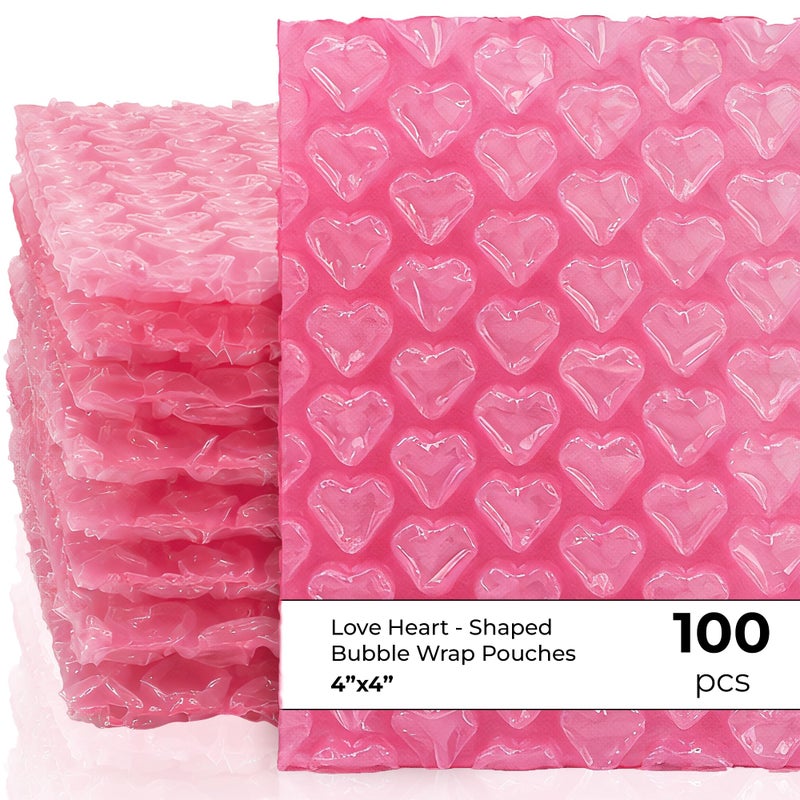 KH866 100x Rose Red Love Bubble Bags - Anti-Static Thickened Foam Packaging Pouches for Shipping & Storage, Size S - Image 1