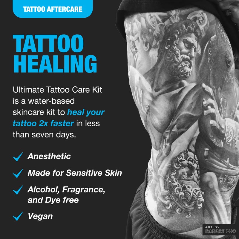 H2Ocean Ultimate Tattoo Aftercare Kit â€“ Complete 3 Step Water-Based Skincare Regimen for Faster Tattoo Healing â€“ Blue Green Foam Soap (1.7 oz), Ocean Care Cream (2.5 oz) & Ocean Foam Moisturizer(2 oz) - Image 2