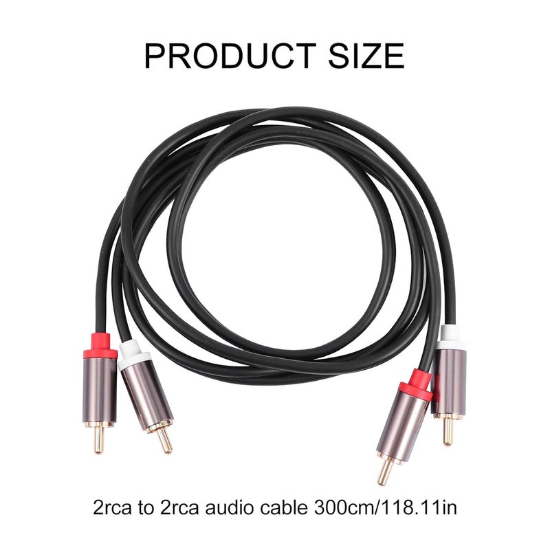 Healeved 3 Meter 2 to 2 Male Audio Cable Stereo Connection Cord for Home Theater and Gaming Consoles - Image 2