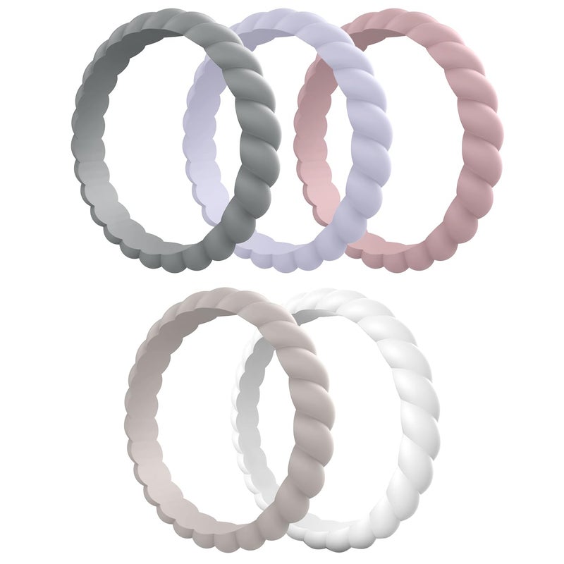 Egnaro Women's Bridal Rings Sets, Thin and Stackable Rubber Rings Women Wedding Bands - 2.5mm Width - 1.8mm Thick - Image 1