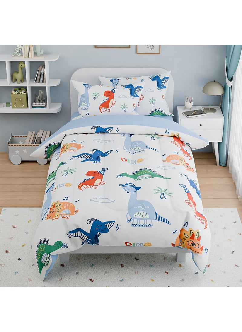 SANDJEST SANDJEST Dinosaurs Bedding Full Set for Boys Kids Children  Ultra Soft Microfiber Comforter Set with 4-Pieces  Comforters Bed Sets Bedroom Decor  - Image 1
