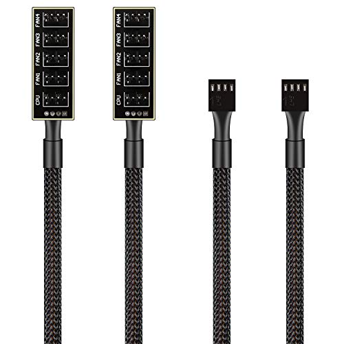 PANO-MOUNTS PWM Fan Hub Cable - 3Pin/4Pin PC Case Fan Splitter with 1-to-5 Expansion for CPU Cooler, ITX Mining Rig (2-Pack) - Image 1