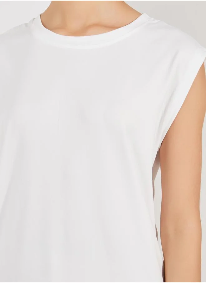 Take Two Solid Round Neck Sleeveless T-Shirt