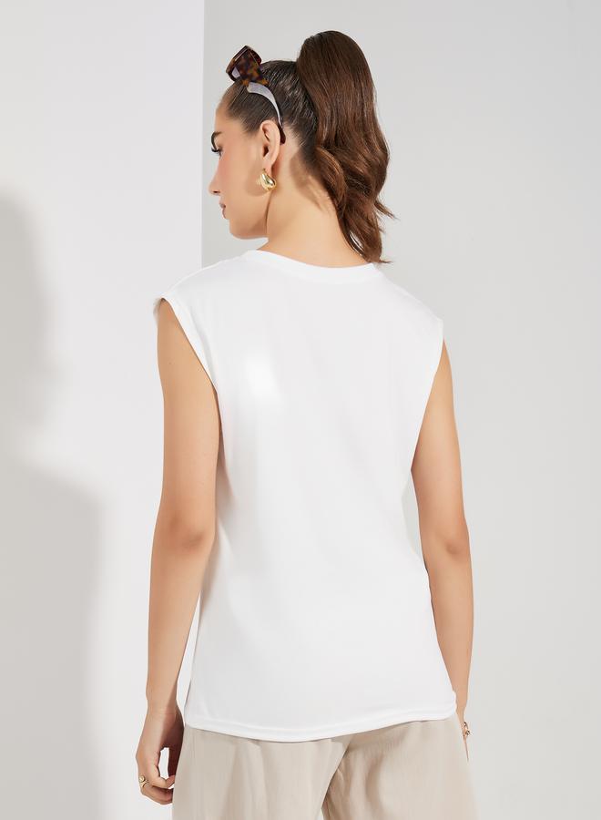 Take Two Solid Round Neck Sleeveless T-Shirt - Image 5