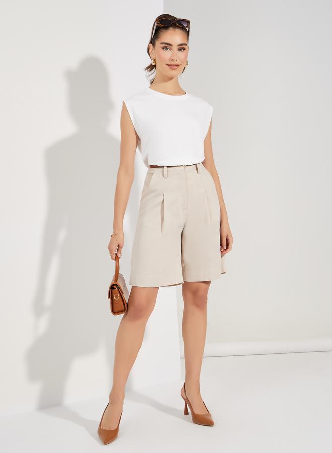Take Two Solid Round Neck Sleeveless T-Shirt - Image 3