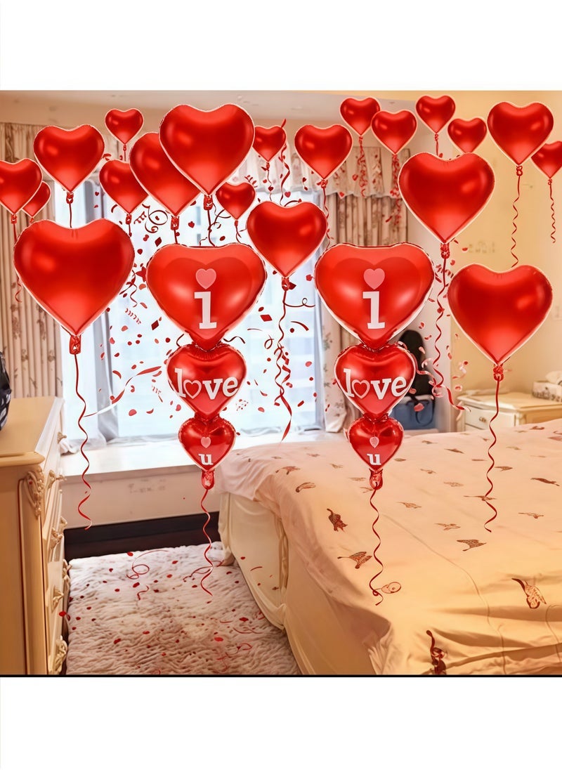 Hi Moon 1pcs Romantic Valentine's Day Love Balloons - Heart-Shaped Aluminum Film Balloons with Red String - Perfect for Wedding Proposals and Party Decorations - Image 2