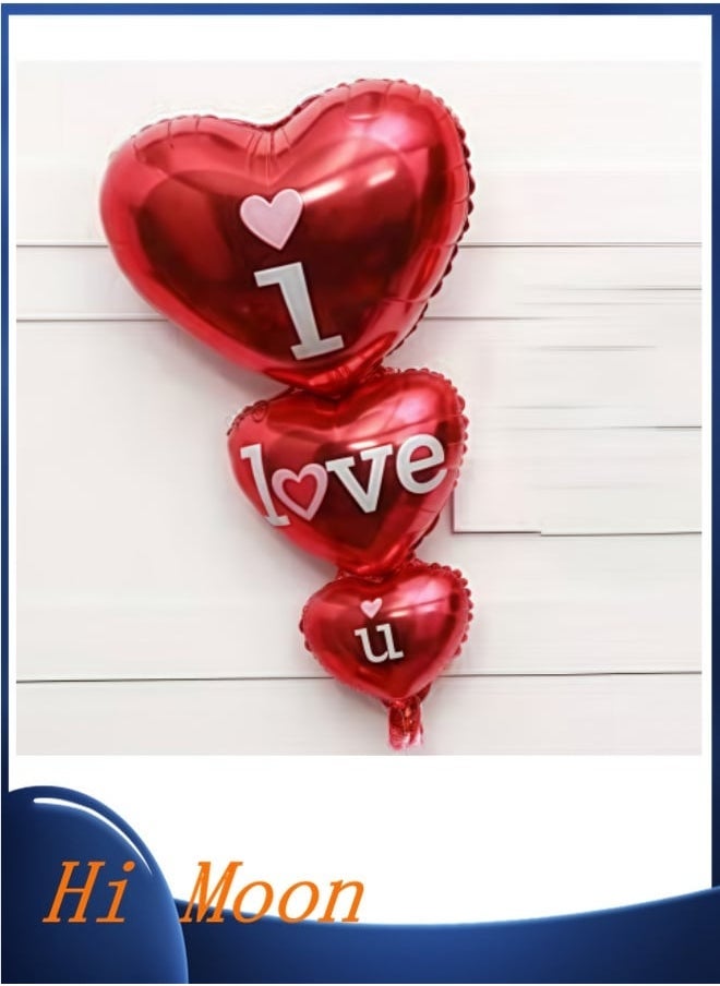 Hi Moon 1pcs Romantic Valentine's Day Love Balloons - Heart-Shaped Aluminum Film Balloons with Red String - Perfect for Wedding Proposals and Party Decorations - Image 1