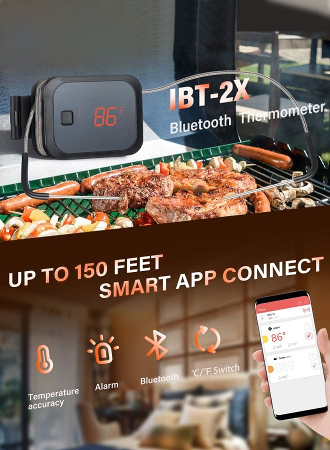 إنك بيرد ترمومتر اللحم INKBIRD IBT-2X BBQ Grill بلوتوث 50 متر ترمومتر طعام رقمي لاسلكي للشواء المدخن فرن ويبر - Image 3