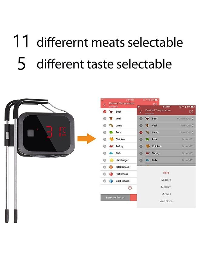 إنك بيرد ترمومتر اللحم INKBIRD IBT-2X BBQ Grill بلوتوث 50 متر ترمومتر طعام رقمي لاسلكي للشواء المدخن فرن ويبر - Image 2