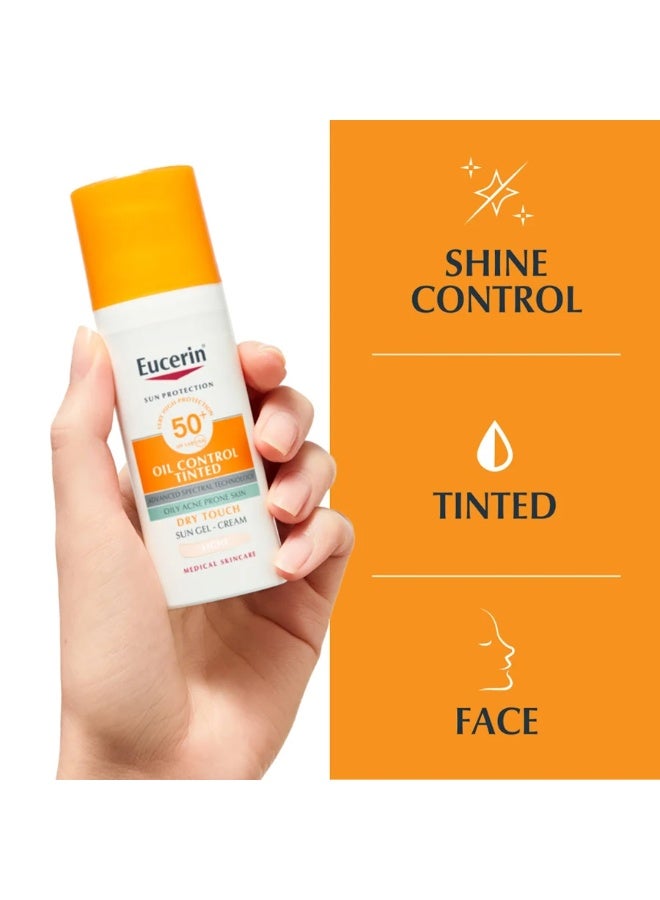Eucerin Sun Oil Control Tinted Gel-Cream Dry Touch SPF50+ Light 50ml - Image 1