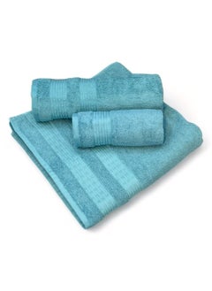 White Rose Luxurious 3-Piece Beach Towel Set – Includes 600 GSM Bath Sheet (80x160 cm), Bath Towel (70x140 cm), and Face Towel (50x90 cm) – Soft and Absorbent – Set of 3 in Blue  - Image 2
