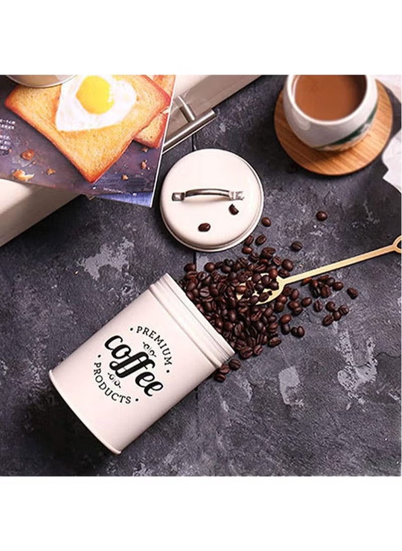 3-Piece Vintage Airtight Kitchen Containers Decorations with Lids Portable Coffee Tea Sugar Set Metal Canister Can Pot Decorative Kitchen Canister Jars Food Storage (white)