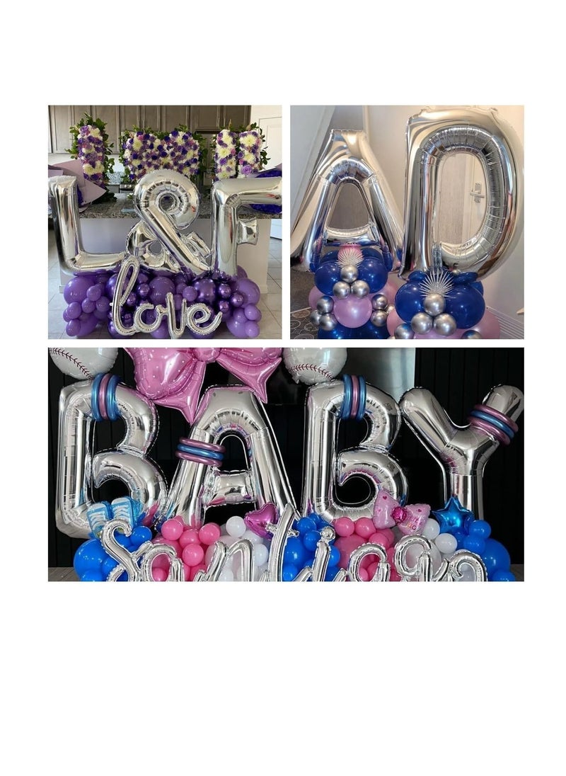 Party with Emma Silver Letter A to Z Balloons 32 inch Large Alphabet Balloons Silver Helium Foil Letter Balloon Banner for Birthday Party Anniversary Wedding Decoration (Silver-X)  - Image 5