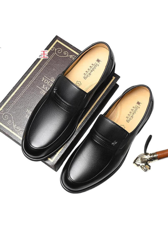 Spider King Men'S British Style Breathable Slip-On Business Formal Shoes With Top Layer Cowhide Low Cut For Middle-Aged And Elderly Fathers 790240A Black Size 39 - Image 2
