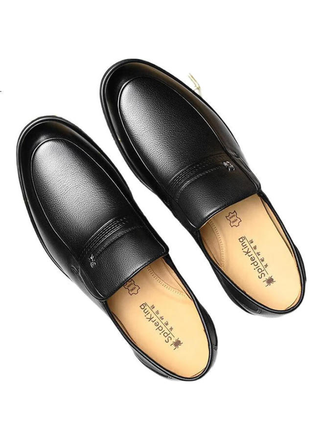 Spider King Men'S British Style Breathable Slip-On Business Formal Shoes With Top Layer Cowhide Low Cut For Middle-Aged And Elderly Fathers 790240A Black Size 39 - Image 3