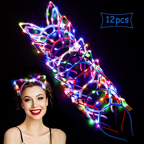 Aniwon LED Headband - 12PCS Light Up Cat Ear, Rabbit Ear, Unicorn Luminous Hair Accessories for Women, Girls, Kids - Christmas, Halloween Party Supplies - Image 3