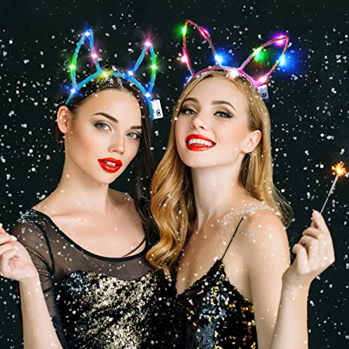 Aniwon LED Headband - 12PCS Light Up Cat Ear, Rabbit Ear, Unicorn Luminous Hair Accessories for Women, Girls, Kids - Christmas, Halloween Party Supplies - Image 4