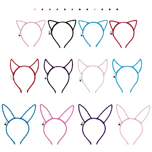 Aniwon LED Headband - 12PCS Light Up Cat Ear, Rabbit Ear, Unicorn Luminous Hair Accessories for Women, Girls, Kids - Christmas, Halloween Party Supplies - Image 5