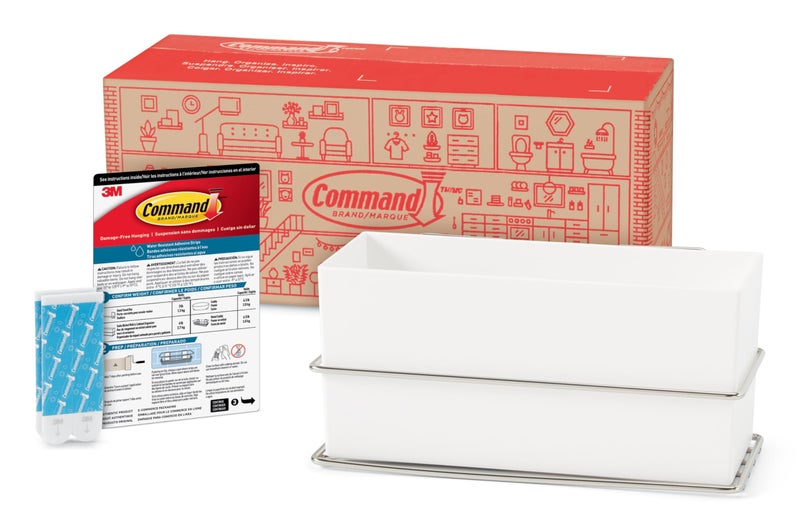 Command Wall and Cabinet Organizer with Water Resistant Strips, Organize Your Bathroom, Easy to Open Packaging - Image 1