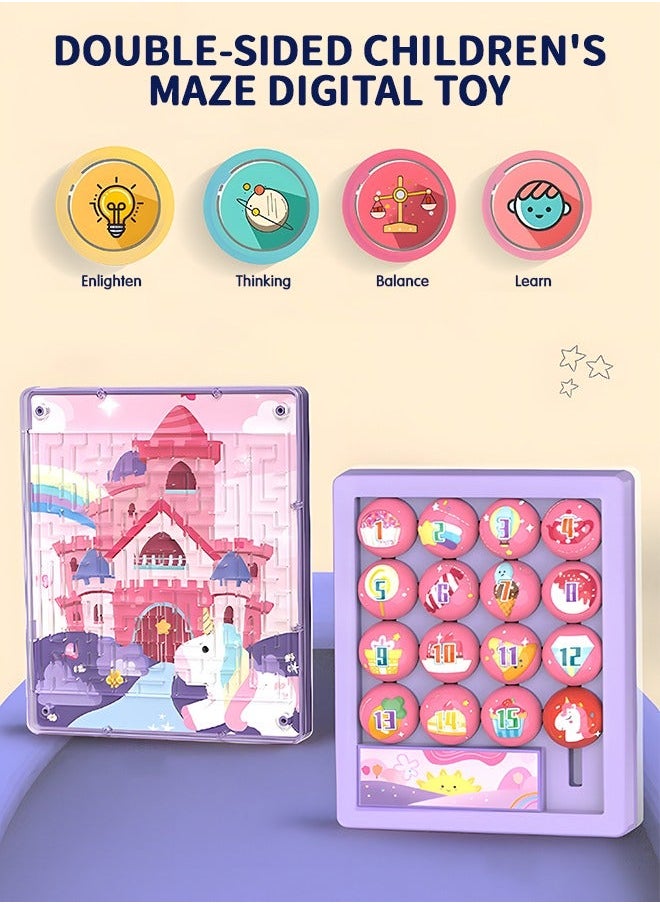 GROIC 2 in 1 Unicorn Maze Toys and Slide Number Puzzle Learning Activities Board, Montessori Klotski Brain Teasers Educational Tool for Kids  - Image 2