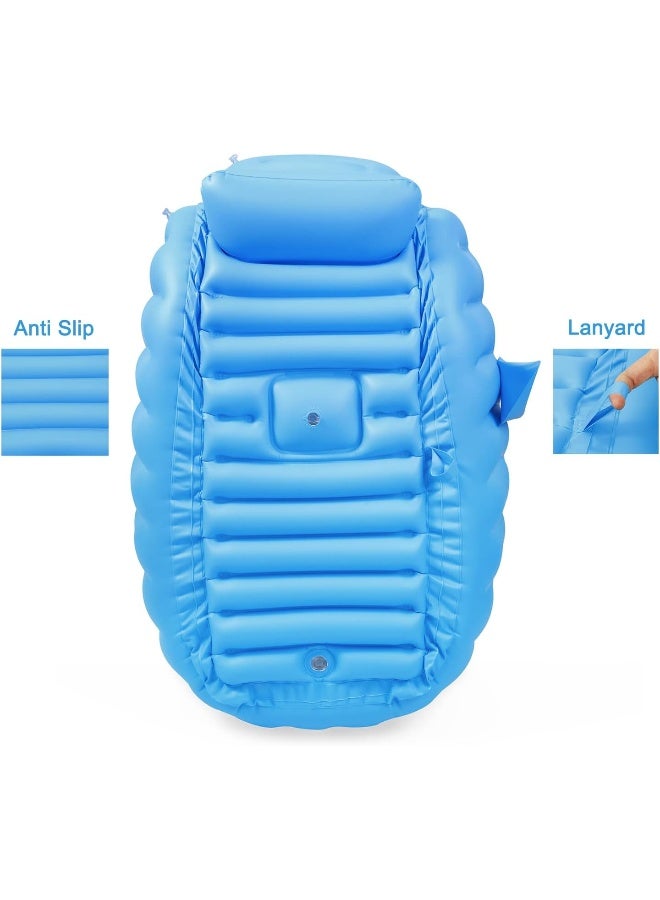 PandaEar Baby Inflatable Bathtub, Portable Travel Baby Infant Bath Tub Toddler Bathtub with Air Pump, Foldable Non-Slip Shower Basin Mini Air Swimming Pool for Newborn (Blue) - Image 3