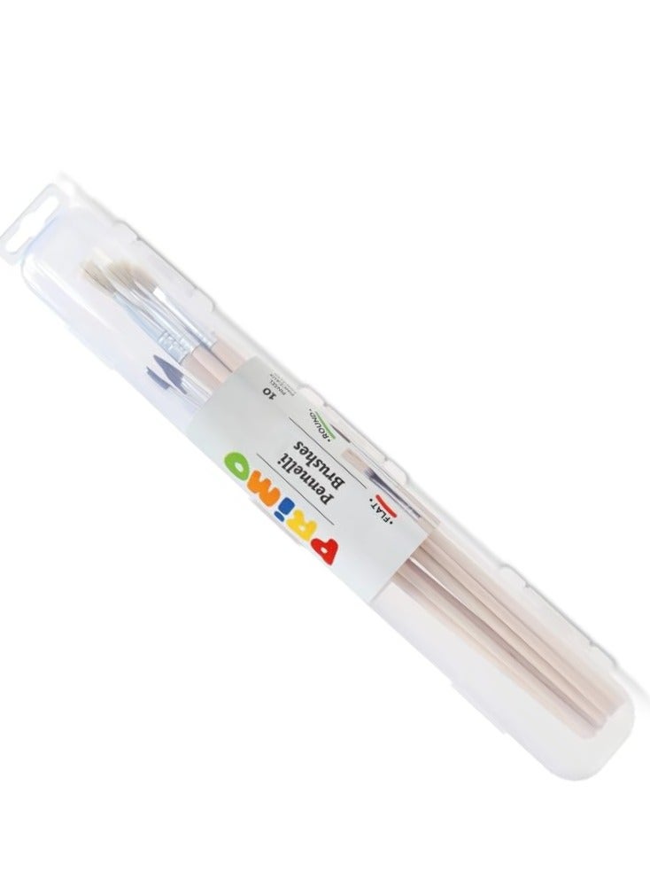 PRIMO Mixed Brush Set, 10 Brushes, Round and Flat Brushes, for Little Artists by Primo - Image 1