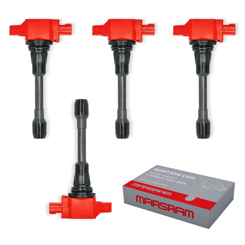 حزمة ملف الإشعال Marsram UF549 لسيارات نيسان ألتيما وفيرسا وسينترا وكيوبي NV200 ورورغ 2013 2014 2015 إنفينيتي M56 FX50 QX60 25L 20L 18L استبدال لـ C1696 4 قطع