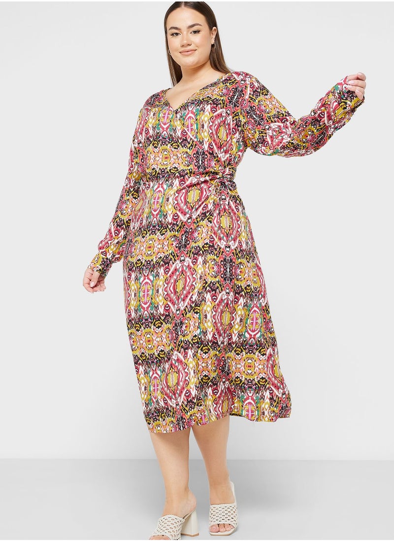 Only Carmakoma - V-Neck Printed Dress - Image 1