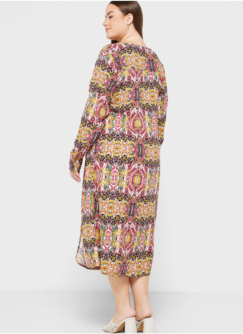 Only Carmakoma - V-Neck Printed Dress - Image 1