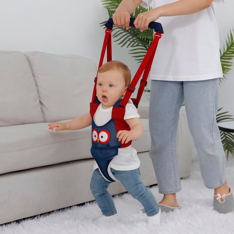 AVIZCVE Baby Walking Harness, Handheld Kids Walker Helper, New Upgrade Breathable and Adjustable Toddler Infant Walker Harness Assistant Belt with Instructions for 7-24 Month (Breathable Owl Blue Red) - Image 2