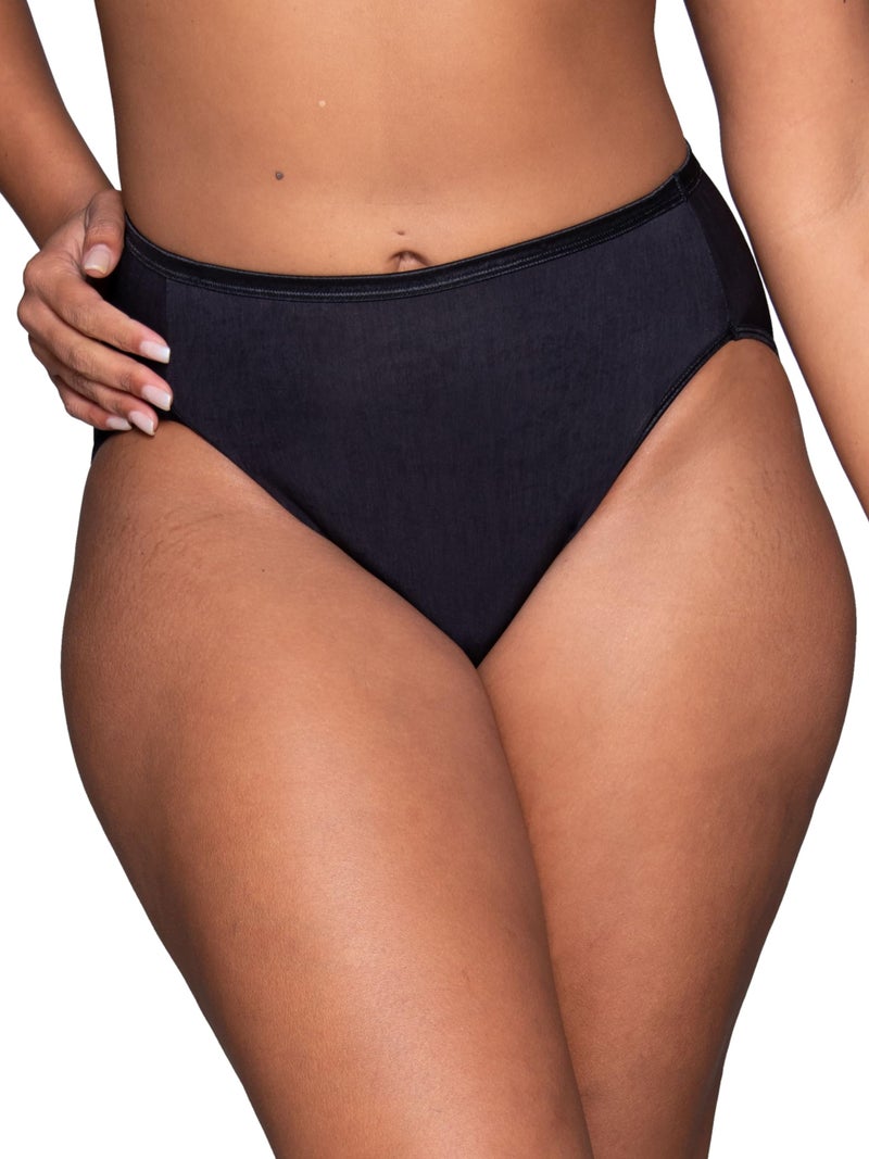 Vanity Fair Women's Illumination Hi Cut Panties (Regular & Plus Size), Midnight Black, 9 - Image 1