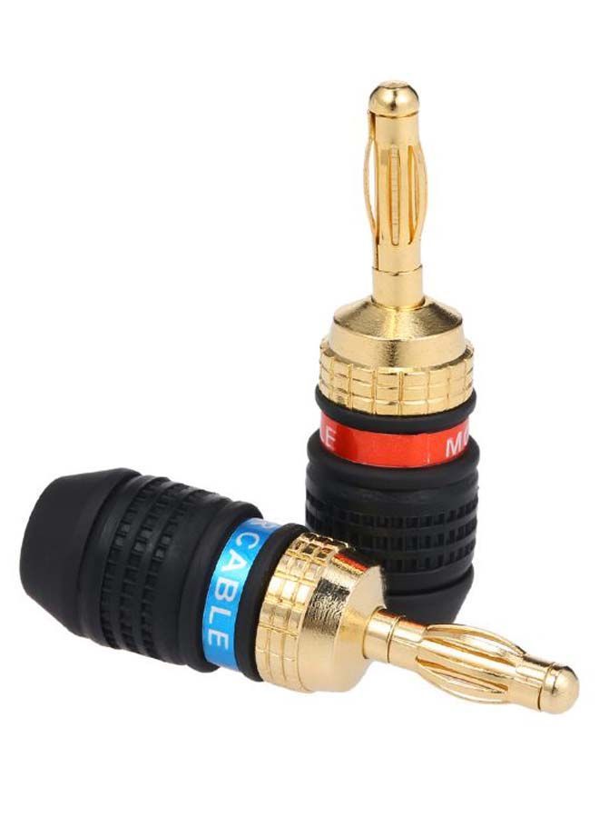 NIBEMINENT Pair Of 6 Banana Amplifier Connector Plug Black/Gold  - Image 3