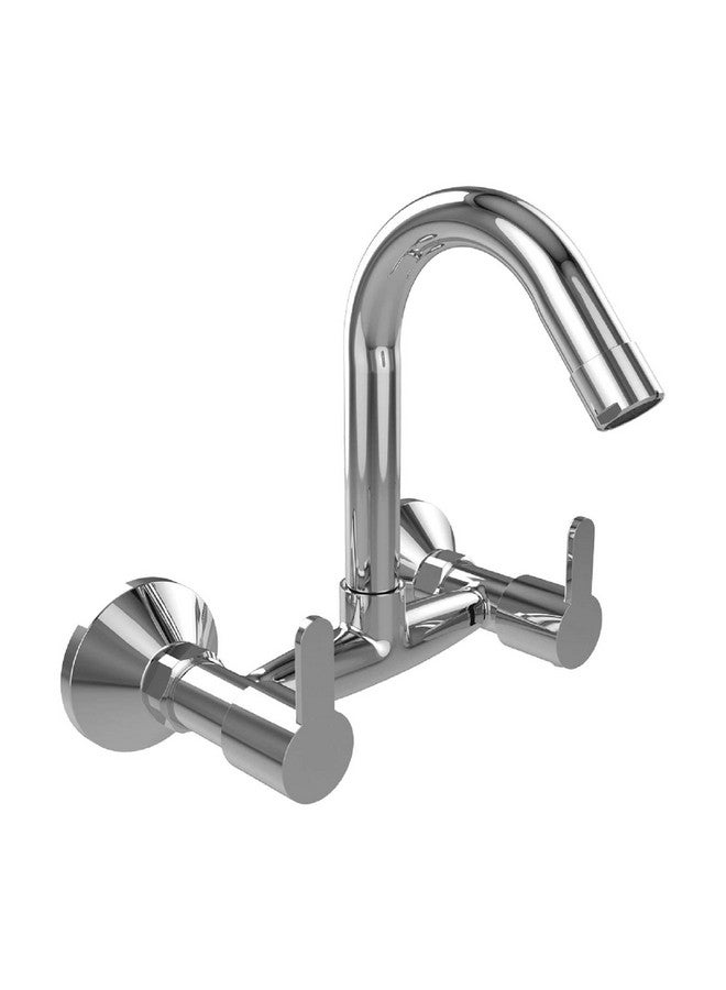 JAGGER JSM2030 Mark Brass Kitchen Sink Mixer for Kitchen Sink with 360 Degree Rotating Spout/Wall Mounted for Hot and Cold Water Both (Chrome Finished) with Wall Flange and Teflon Tape (Mark) - Image 1