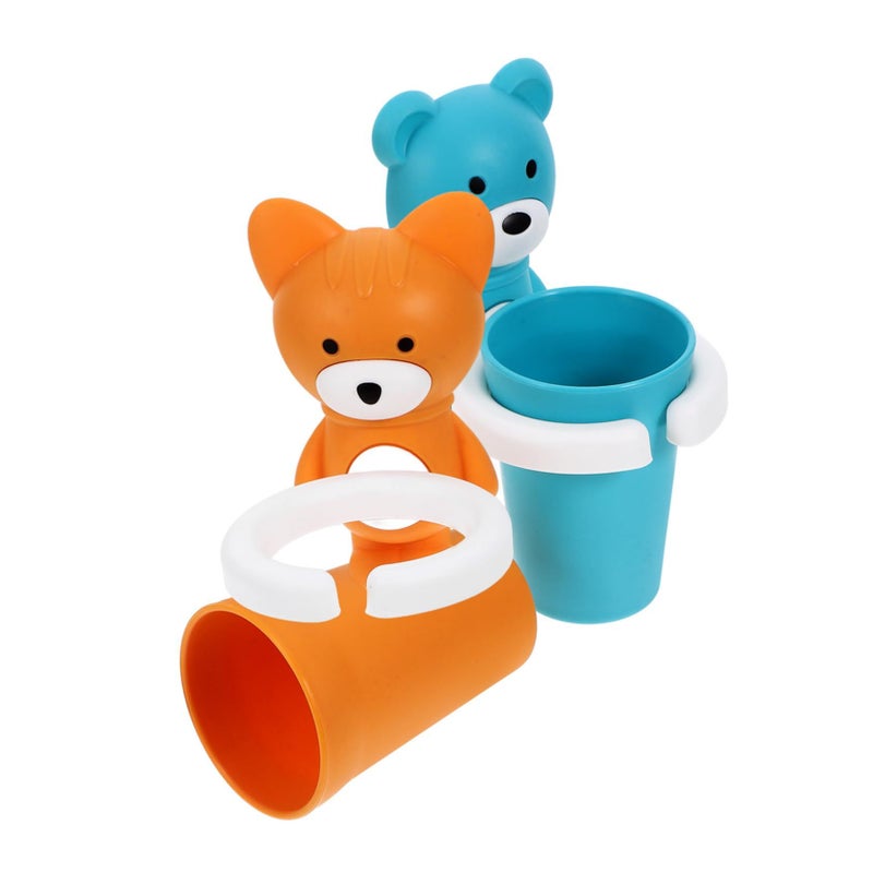 Wall Mounted Toothbrush Cup Holder Organizer 2 Sets BPA Free Easy Install Bathroom Storage Rack - Image 2