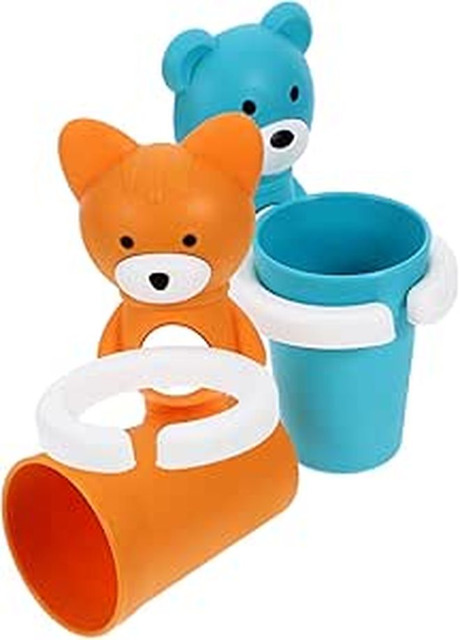 Wall Mounted Toothbrush Cup Holder Organizer 2 Sets BPA Free Easy Install Bathroom Storage Rack - Image 1