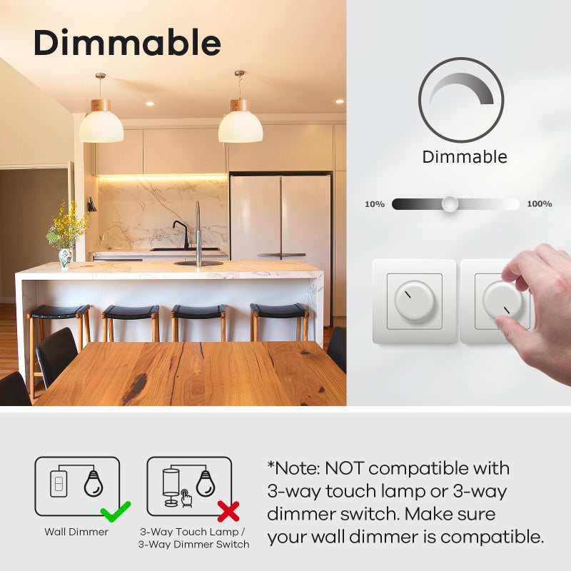Linkind A19 LED Light Bulbs Dimmable, 100W Equivalent Light Bulbs, 16W, 2700K Soft White, 1600 Lumens LED Bulbs, E26 Standard Base, 120V, Lighting for Bedroom Living Room Home Office, 6 Packs - Image 3