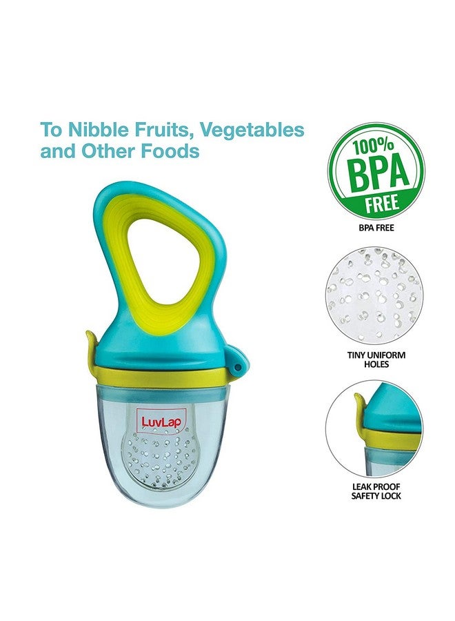 Luvlap مُغذي الطعام/الفواكه السيليكوني مع شبكة إضافية، مصاصة/مغذي ناعم، لعبة عضّ للأطفال الرضع، رضيع، أزرق أنيق، خالي من BPA - Image 2