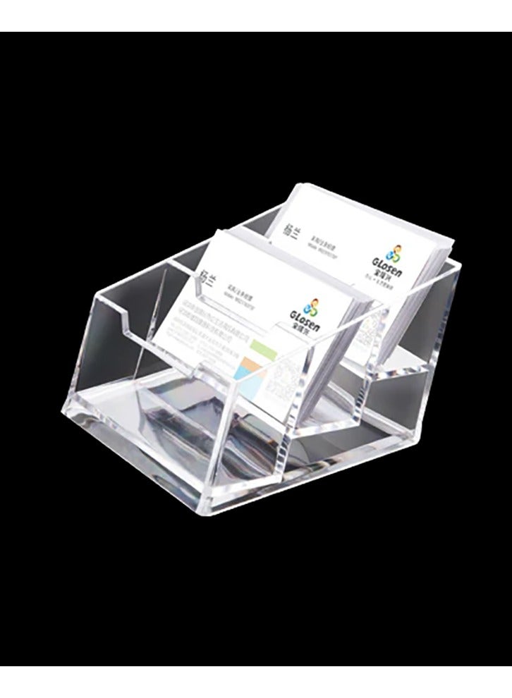 Rubik حامل بطاقات الأعمال الأكريليكي الشفاف، ثلاث حجرات، سعة 180 بطاقة للمعارض والمؤتمرات - Image 1