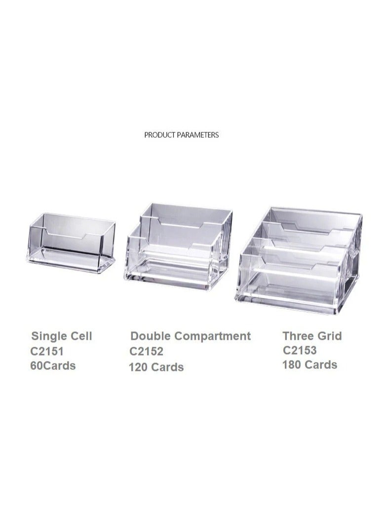 Rubik حامل بطاقات الأعمال الأكريليكي الشفاف، ثلاث حجرات، سعة 180 بطاقة للمعارض والمؤتمرات - Image 2