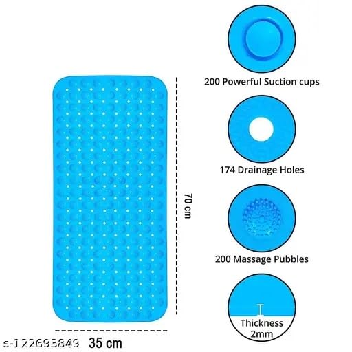 Ritmo Non Slip Bath Mat Shower Mats Bathtub Mats with Suction Cups Drain Holes Kids Tub Safety Bathroom Mat for Elderly Machine Washable Anti Mould - Image 3