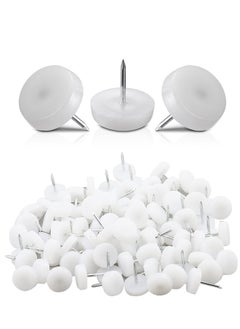 300 Pcs Nail in Furniture Sliders, 18mm Furniture Glides for Hardwood Floors, Chair Leg Floor Protectors Nail Furniture Nylon Sliders for Chairs Sofa Table, White