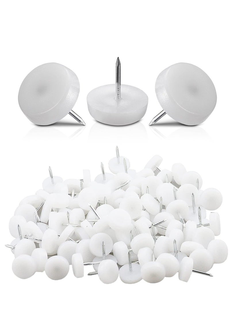 Generic - 300 Pcs Nail in Furniture Sliders, 18mm Furniture Glides for Hardwood Floors, Chair Leg Floor Protectors Nail Furniture Nylon Sliders for Chairs Sofa Table, White - Image 1