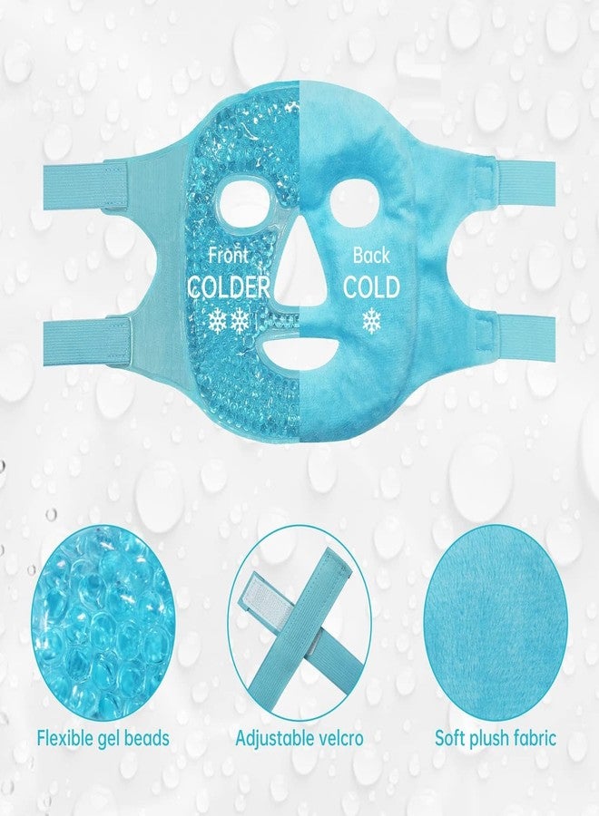 BSITFOW Face Ice Pack, Reusable Ice Face Mask, Gel Bead Cold Face Eye Mask, Hot Cold Compress for Puffiness, Facial Routine, Post-Surgical Recovery, Headache, Skin Care, Post Laser Care (Blue) - Image 3