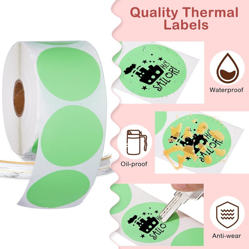 Epakh 3750 Pcs Thermal Sticker Labels 2 Inch Thermal Printer Stickers Direct Thermal Labels Round Colored Circle Stickers Multi Purpose Adhesive Paper for Small Business DIY Name Tags Barcode, 5 Rolls - Image 4