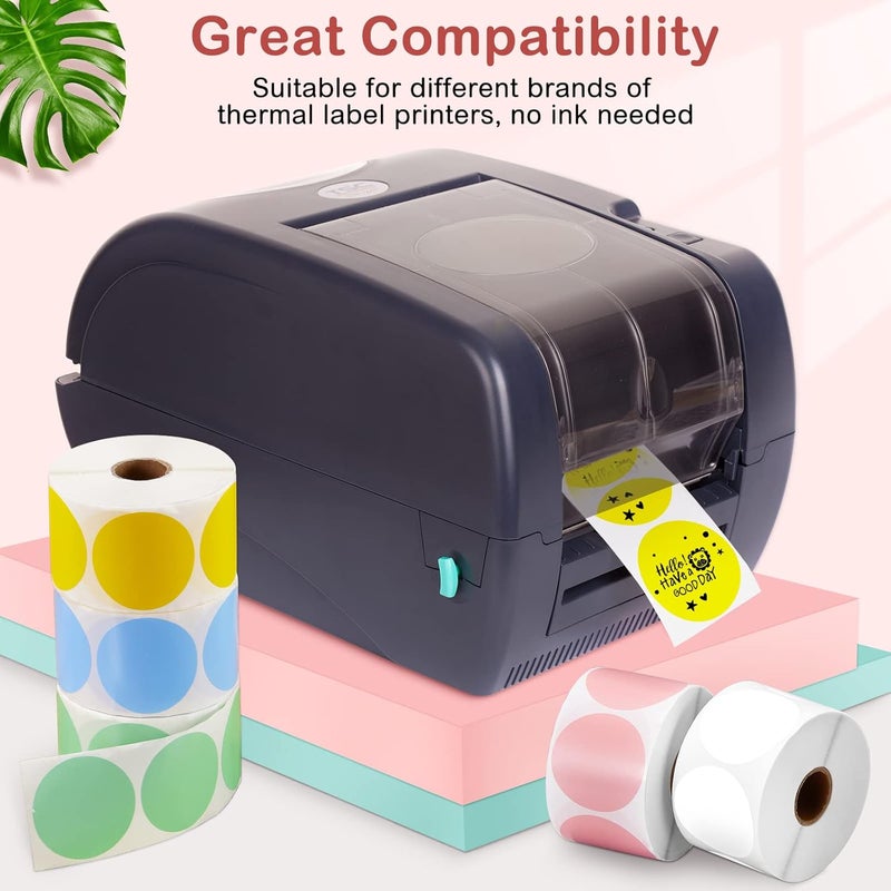 Epakh 3750 Pcs Thermal Sticker Labels 2 Inch Thermal Printer Stickers Direct Thermal Labels Round Colored Circle Stickers Multi Purpose Adhesive Paper for Small Business DIY Name Tags Barcode, 5 Rolls - Image 3