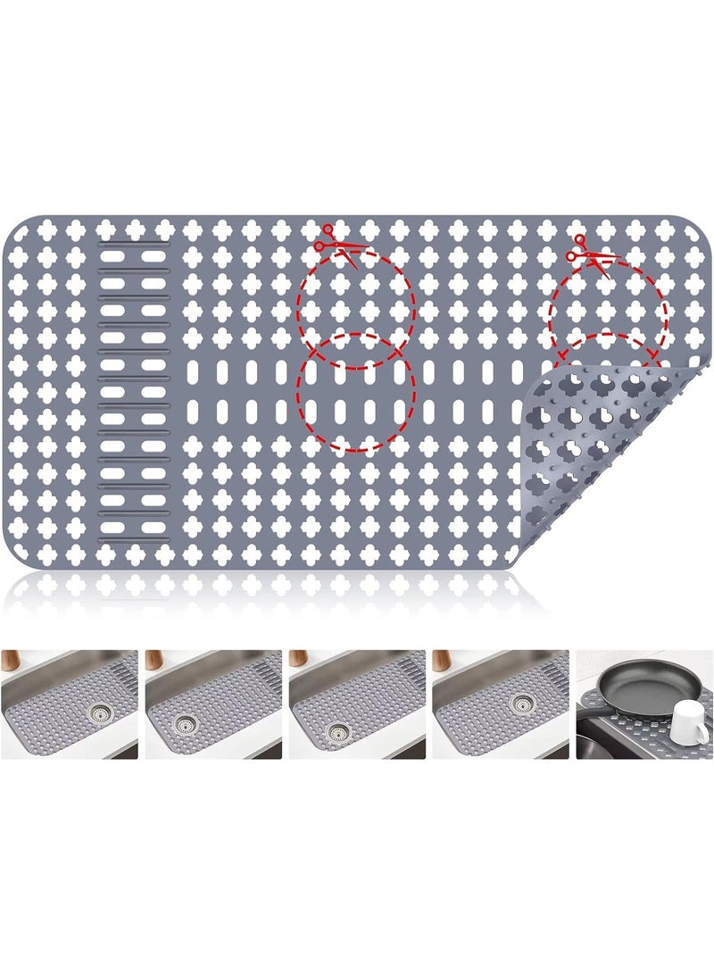 KINGMAZI Silicone Sink Mat, 25"x13" Sink Protectors for Kitchen,Non-Slip Folding Grates for Bottom of Farmhouse Stainless Steel Porcelain Sink, DIY Silicone Can Be Cut to Any Size - Image 1
