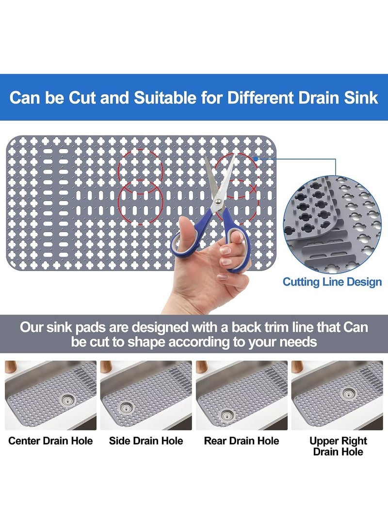 KINGMAZI Silicone Sink Mat, 25"x13" Sink Protectors for Kitchen,Non-Slip Folding Grates for Bottom of Farmhouse Stainless Steel Porcelain Sink, DIY Silicone Can Be Cut to Any Size - Image 3